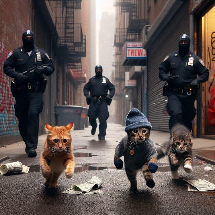 cats running from police