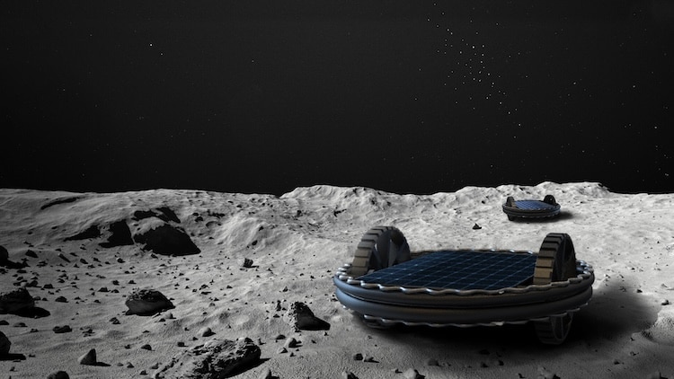 Rendering of Colmena mission's micro robots on the Moon