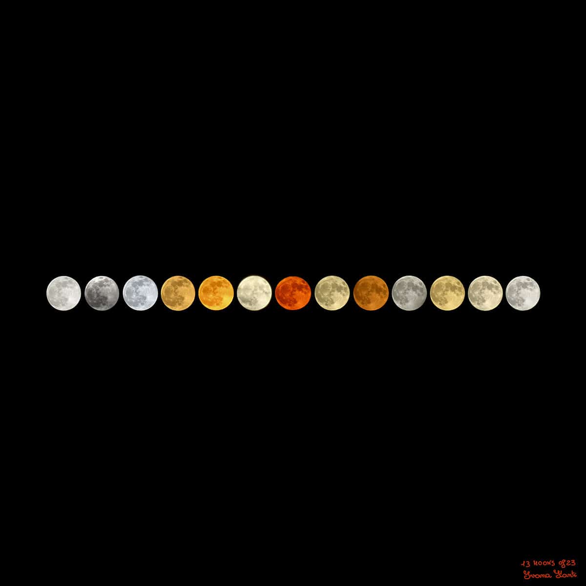 Composite photo of all 13 full moons of 2023