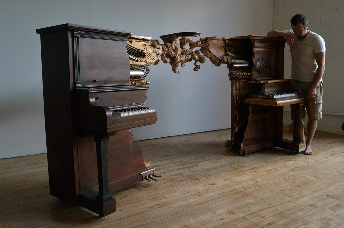 Piano Carved Into a Sculpture by Maskull Lasserre