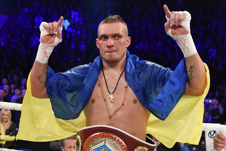 Oleksandr Usyk in the ring during fight for WBO Inter-Continental cruiserweight title