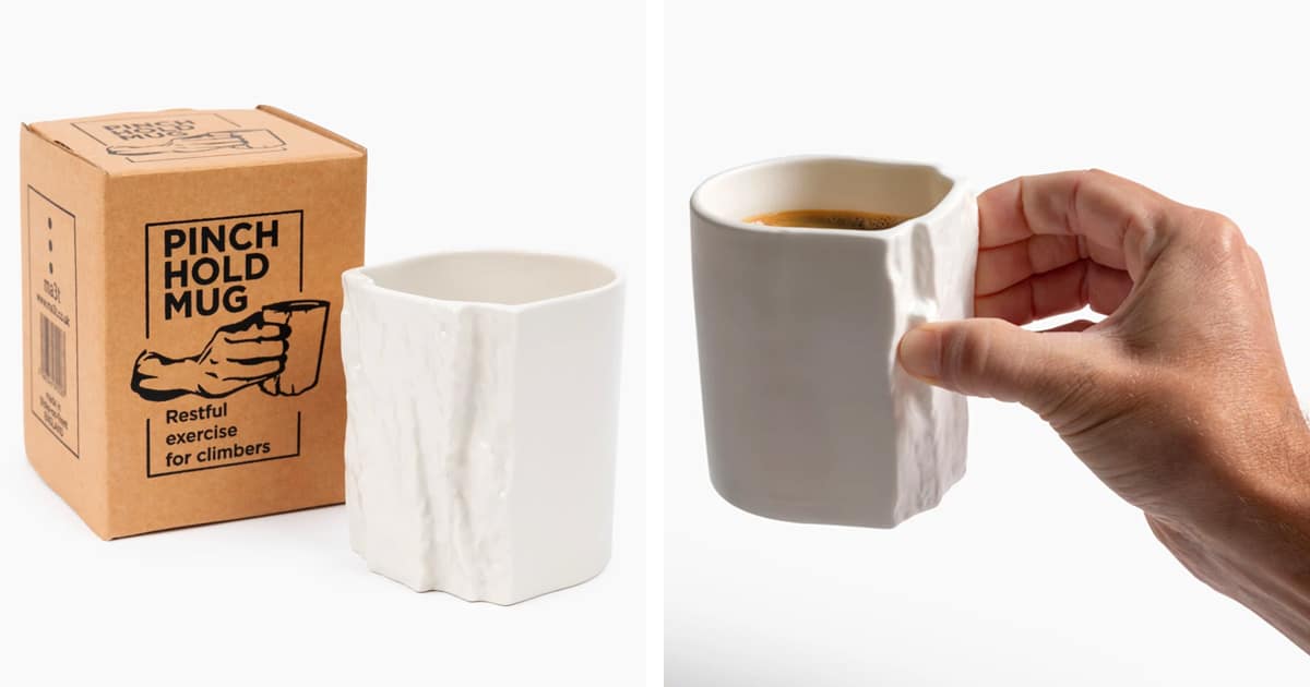 Pinch Hold Mug – Restful exercise for climbers.