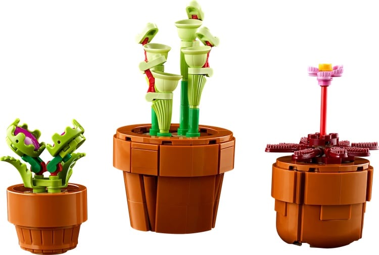 Three LEGO Tiny Plants in pots.