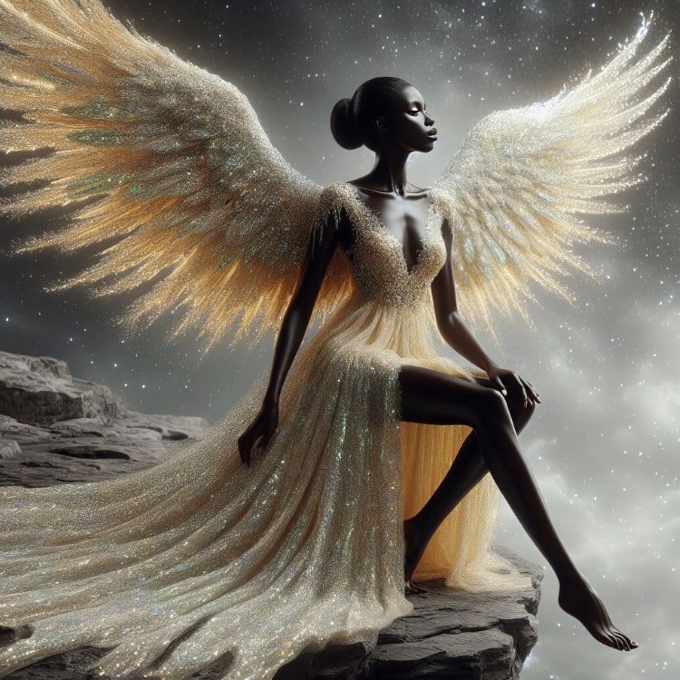 Ethereal Angel Winged African American Angel Generated by AI
