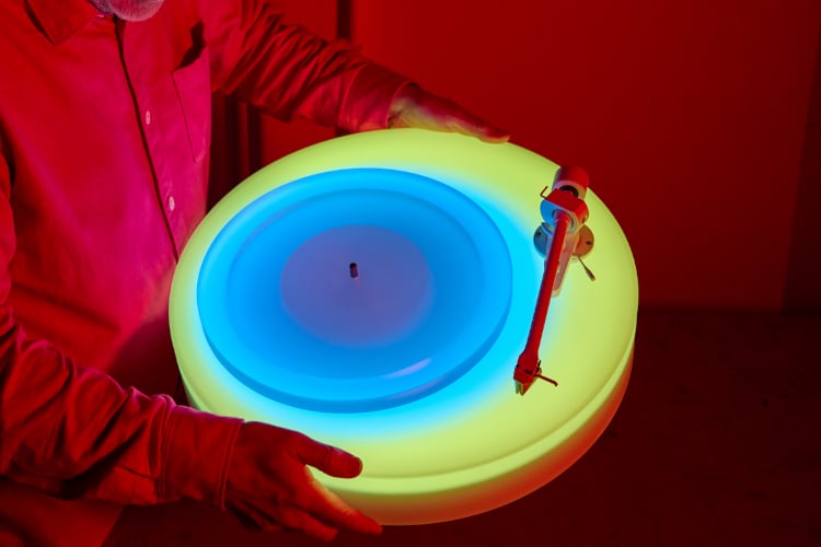 glow in the dark turntable designed by brian eno