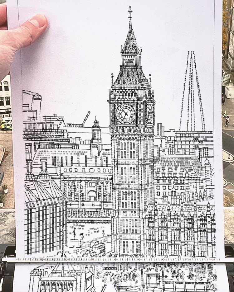 Drawing Of Big Ben Printed With Typewriter Characters