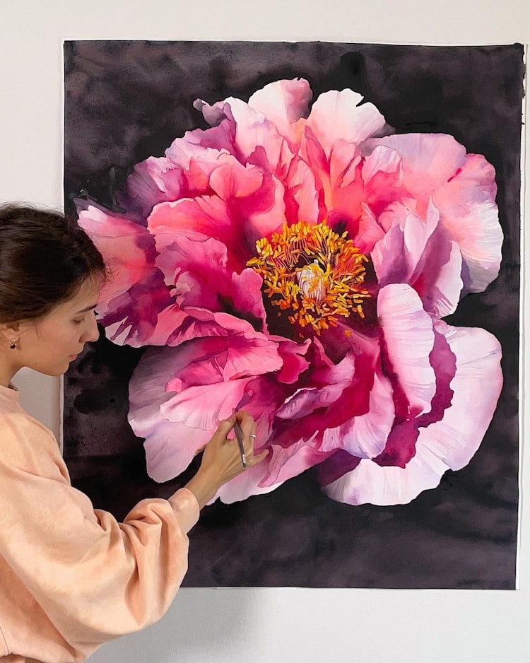 Floral watercolor paintings by Janet Pulcho