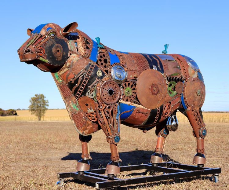 Jordan Sprigg's Metal Angus Bull Sculpture