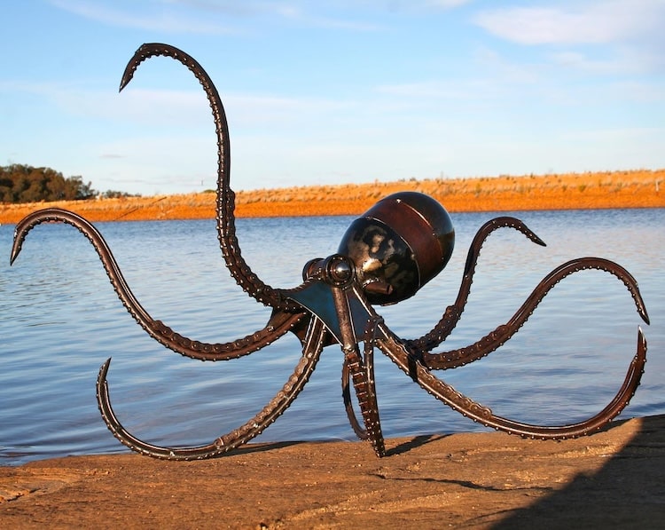 Metal Octopus Sculpture by Jordan Sprigg