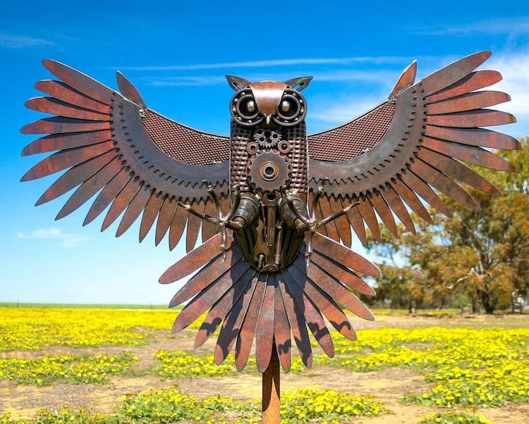 Metal Owl Sculpture by Jordan Sprigg