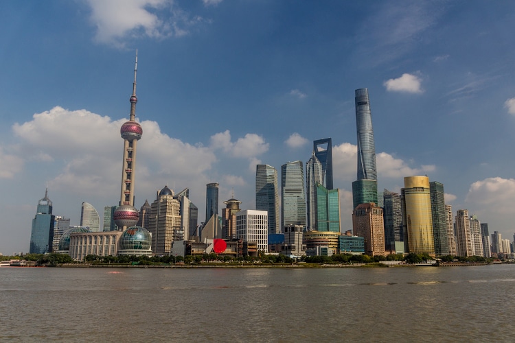 Skyline of Pudong in Shanghai, China