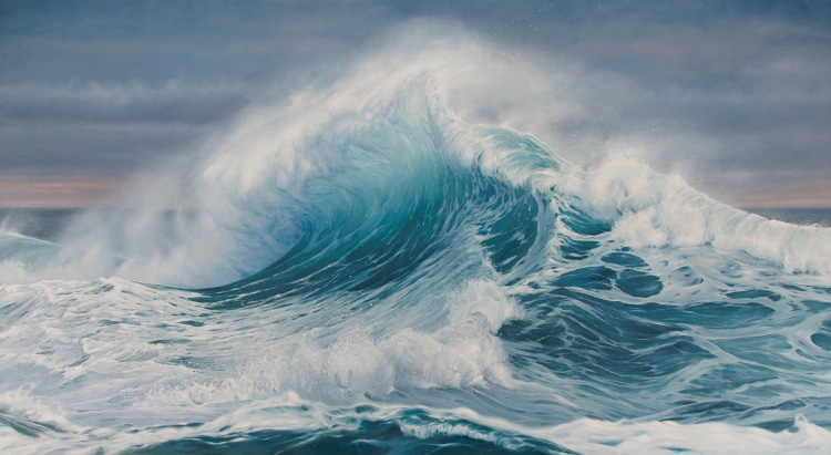 Hyperrealistic painting of the ocean by Katharine Burns