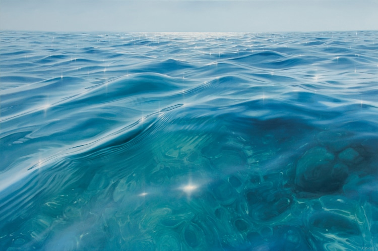 Hyperrealistic painting of the ocean by Katharine Burns