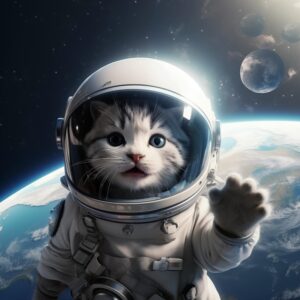 Whimsical AI Images of Cats in Outer Space