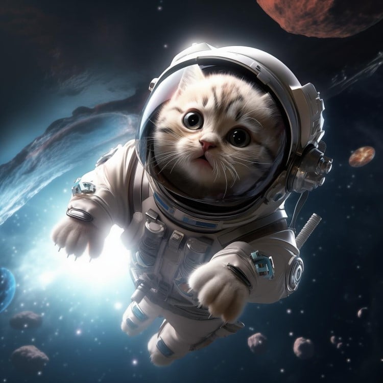 AI Image of a Cat in Space by Alice Yoo