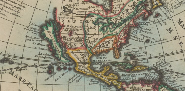 17th century map showing California as an island