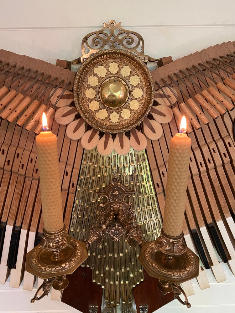 Phoenix sculpture made out of a vintage piano