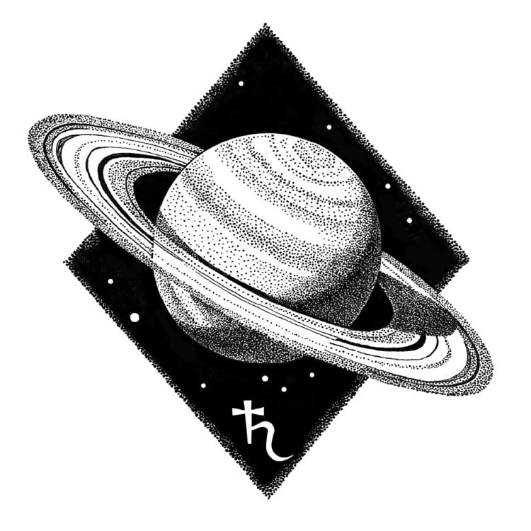 Drawing of a Saturn using stippling