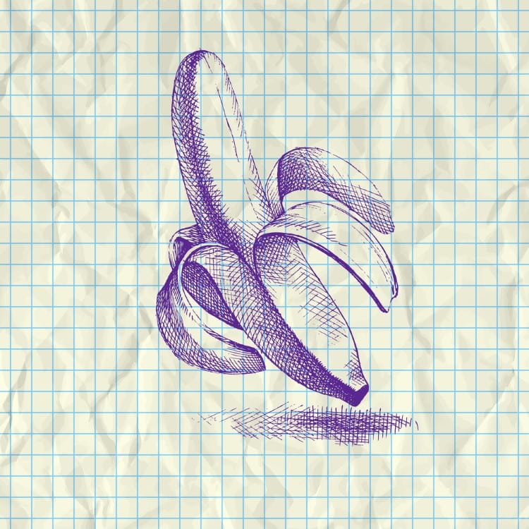 Drawing of a banana using cross-hatching