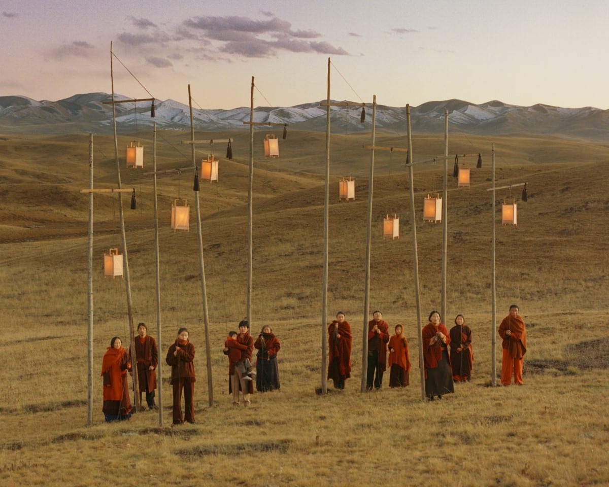 People in Tibet with lanterns