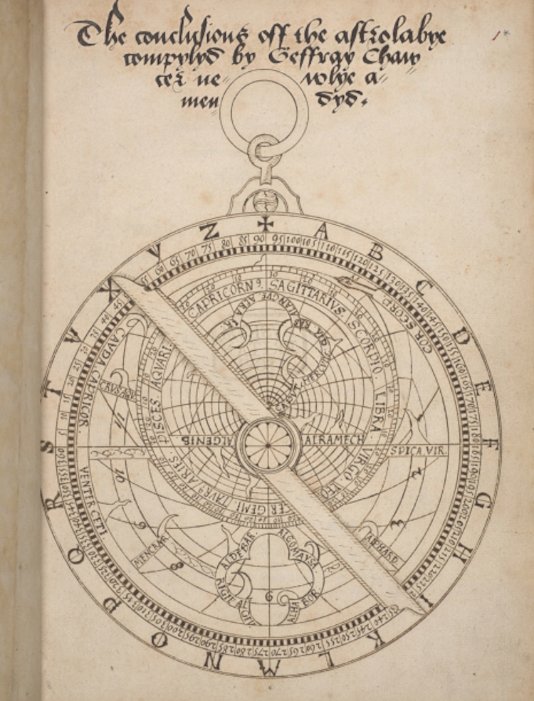 The opening of Walter Stevins’ revised edition of Chaucer’s ‘Treatise on the Astrolabe'