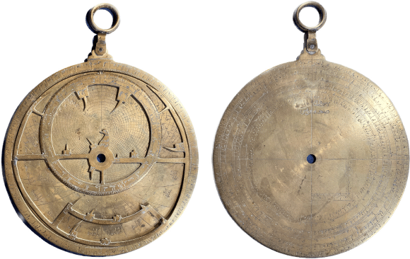 Medieval astrolabe with Arabic Hebrew and English inscriptions