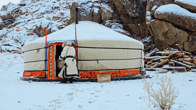 Man Entering Mongolian Tent
