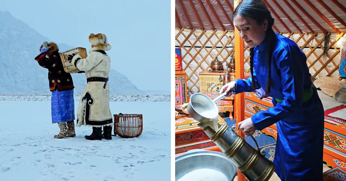 Watch How a Nomadic Mongolian Family Gathers Ice To Make a Hot Breakfast