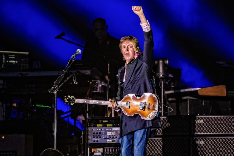 Paul McCartney performing in 2019