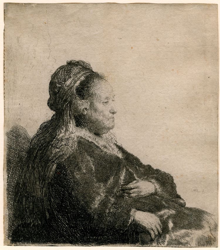 Rembrandt Etching Of An Elderly Woman