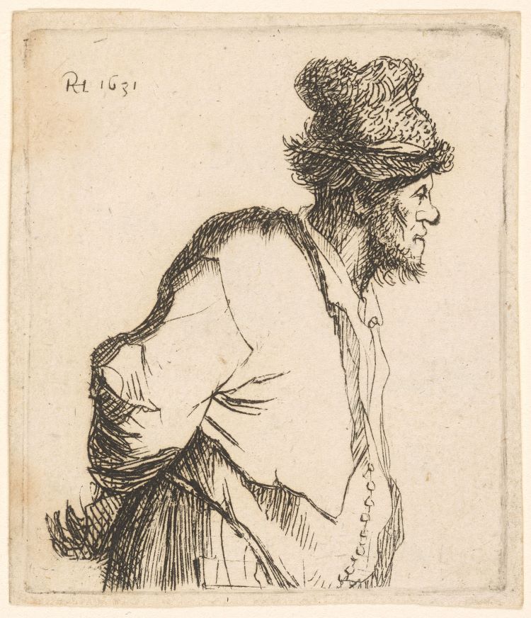 Rembrandt Etching Of A Man With A Large Hat