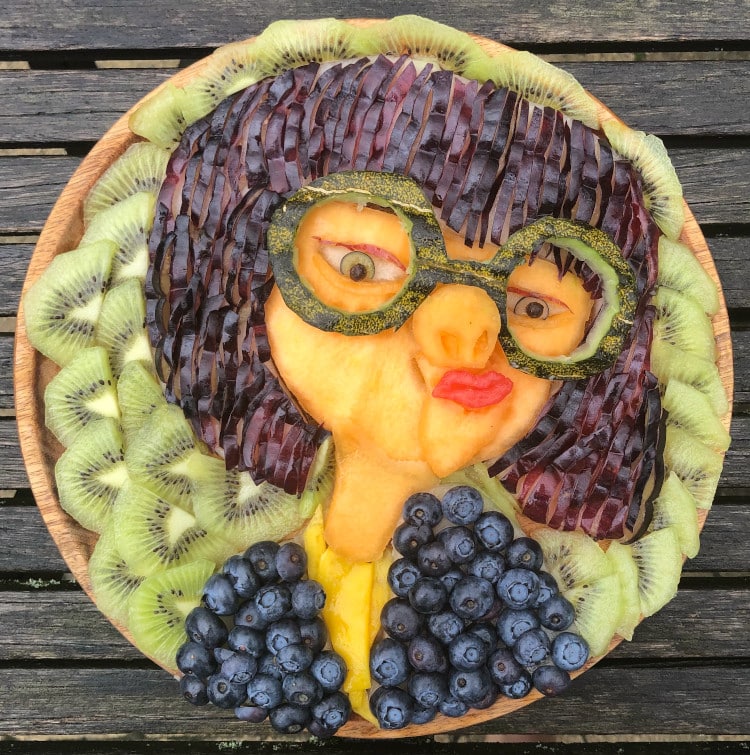 Edna Mode made out of fruit