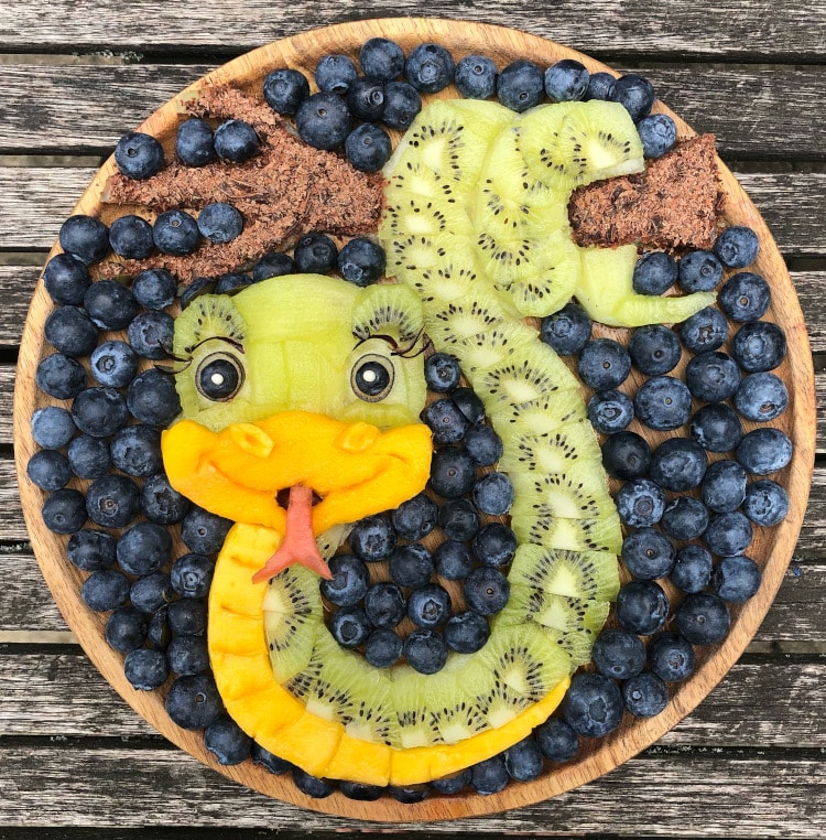 Snake made out of fruit