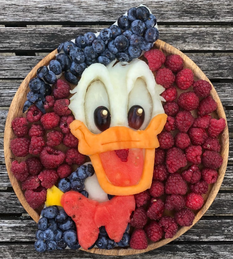 Donald Duck made out of fruit