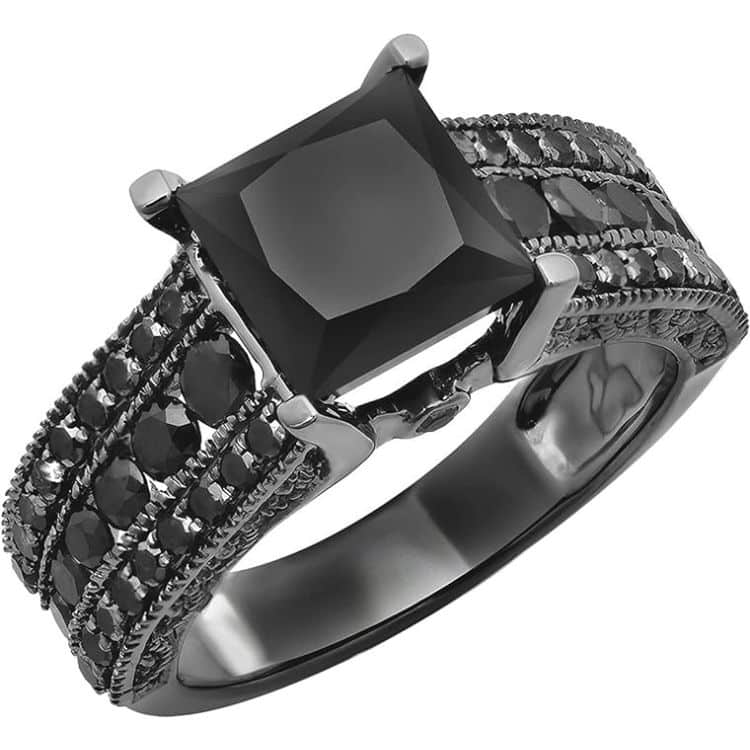 black engagement ring