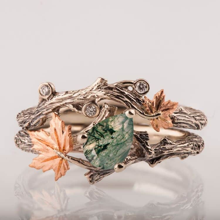 Best unique engagement rings: twig and leaf ring