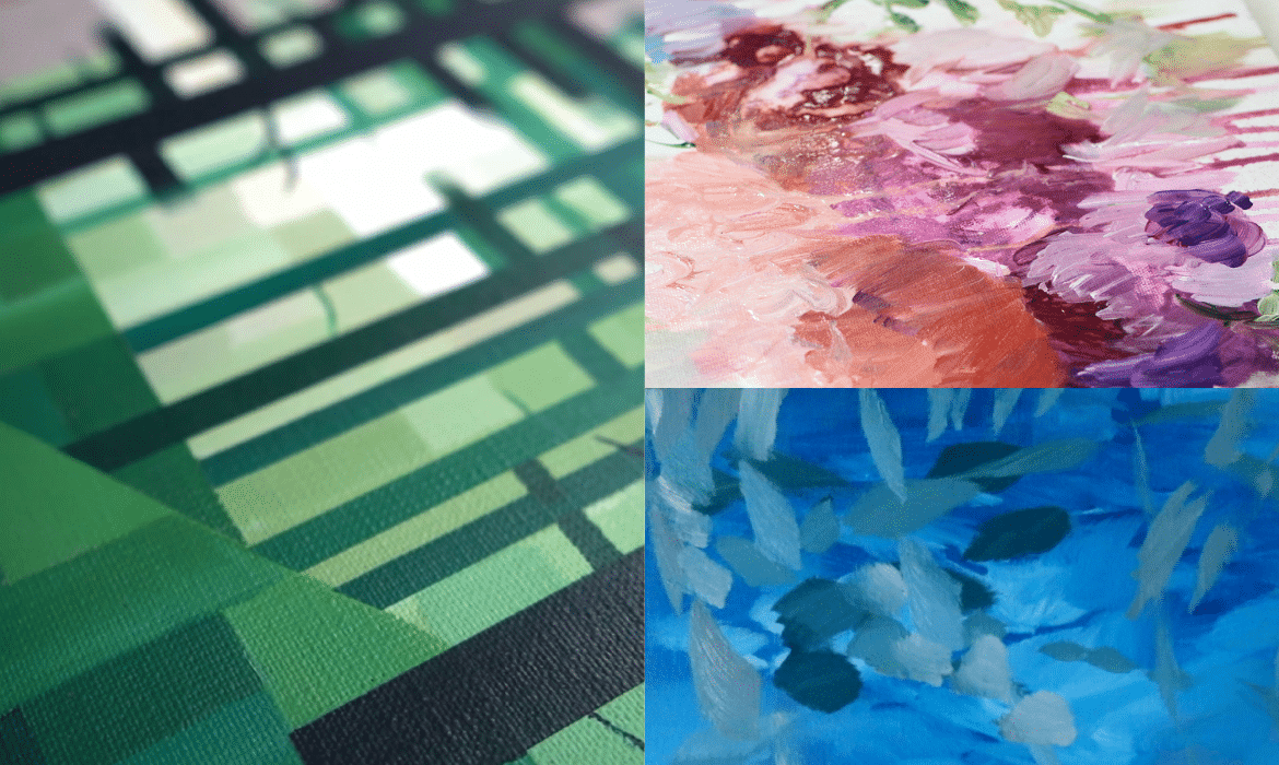 Three paintings from the abstract painting bundle