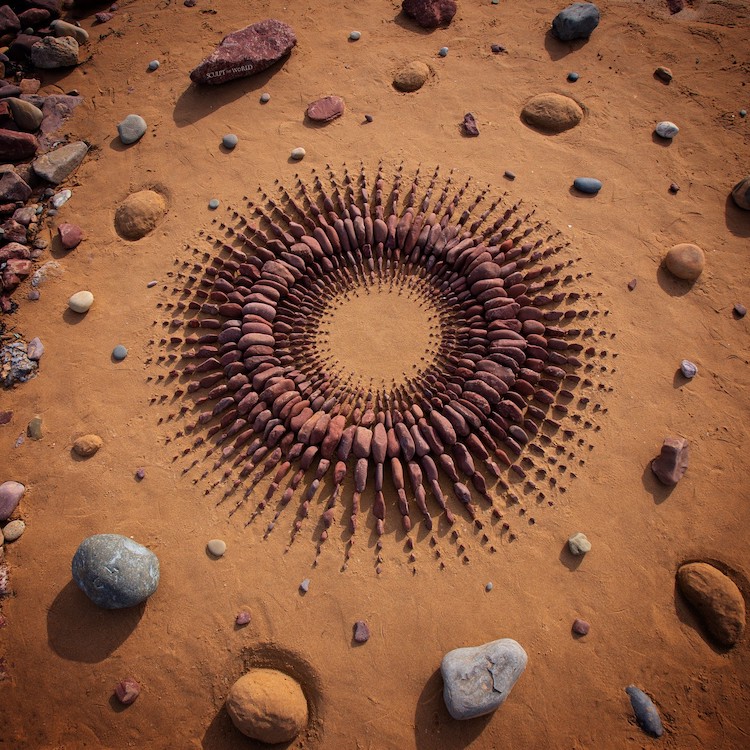 Erythrean Sun, 2024 is another one of Jon Foreman's compositions that highlights the beauty of nature. Arranged in a sunburst formation, these natural materials seem to come to life. 