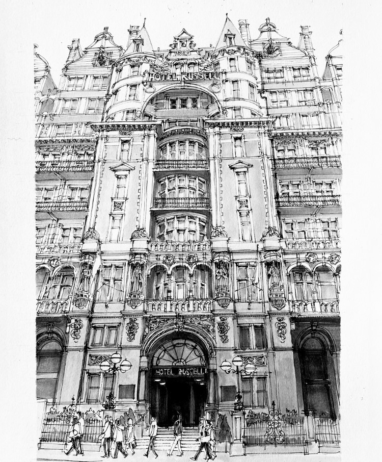 Drawing of Hotel Russell in London