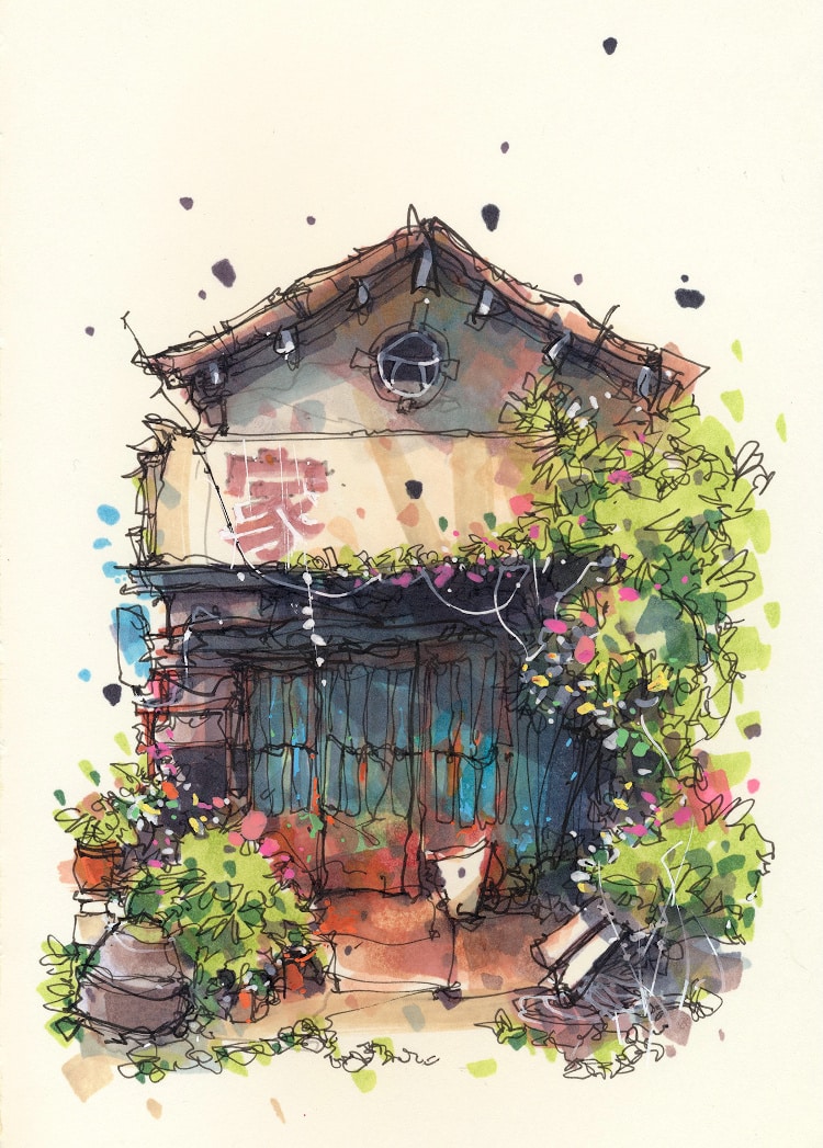House sketch by Albert Kiefer