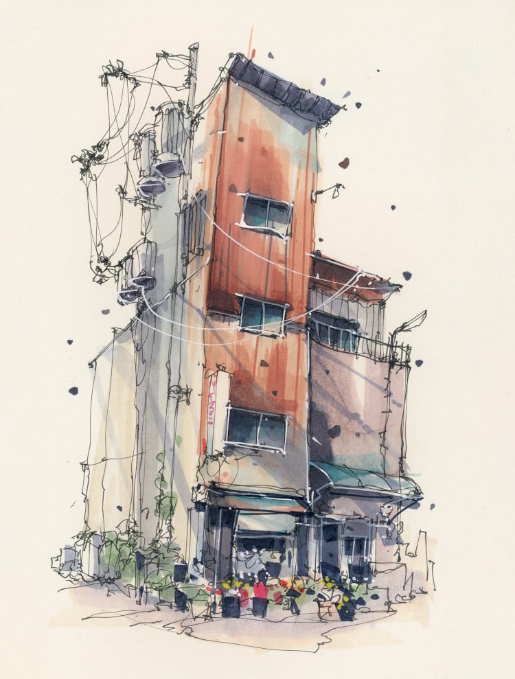 Urban sketch by Albert Kiefer