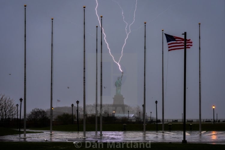 Statue of Liberty Being Struck by Lightning by Dan Martland