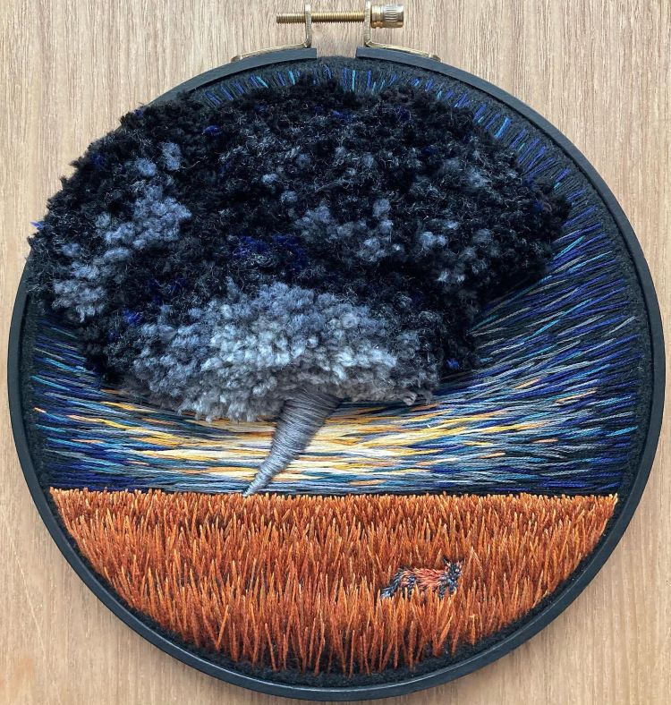 Embroidery Of Tornado Above Field