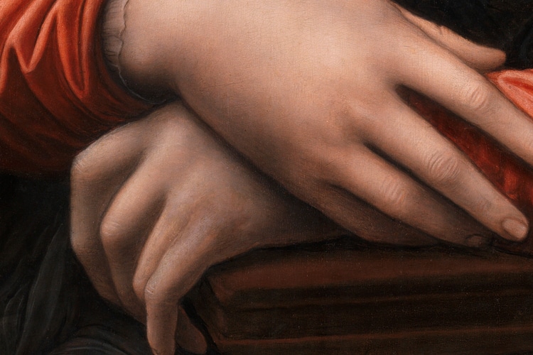 Hand detail of Museo del Prado's copy of the Mona Lisa