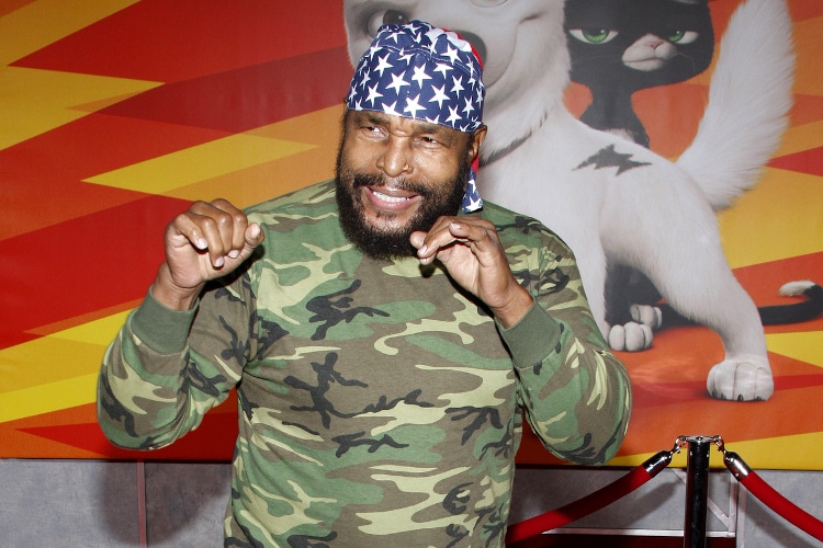 Mr. T in camouflage at a red carpet