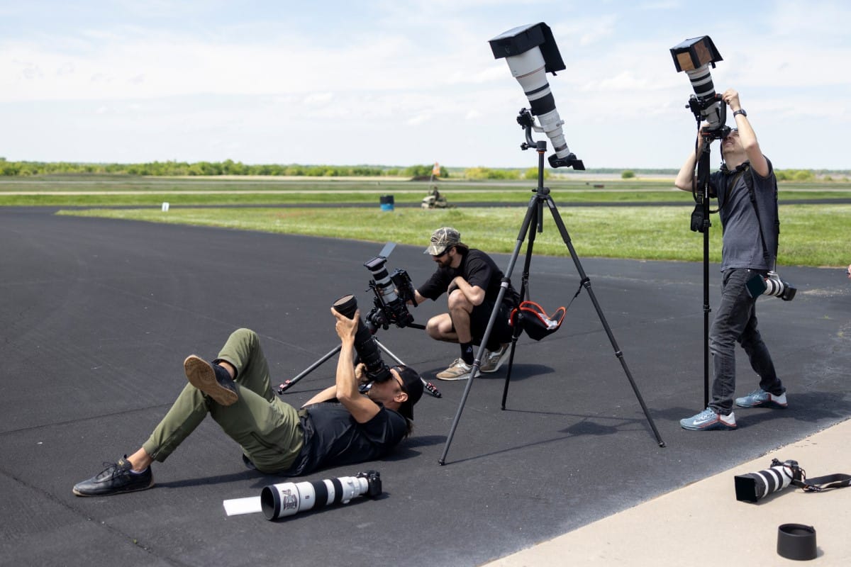 Behind the scenes of photographers during total eclipse