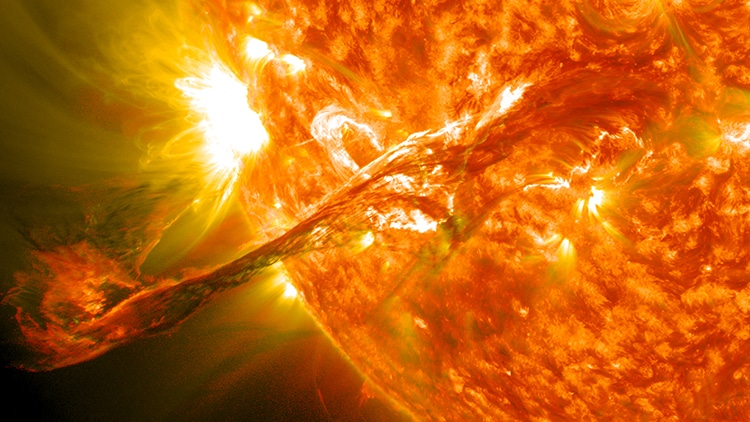When solar activity contorts and realigns the sun’s magnetic fields, vast amounts of energy can be driven into space. This phenomenon can create a sudden flash of light—a solar flare. A powerful one erupted on May 14, 2024.