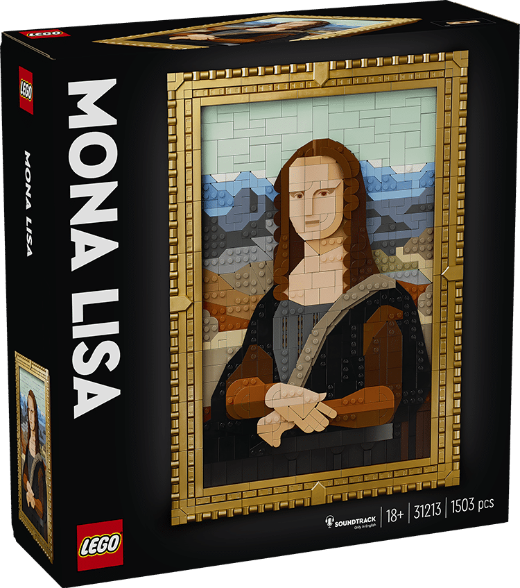A photograph of the exterior box of the LEGO Art Mona Lisa set