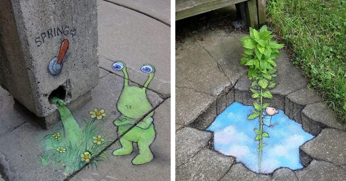 Chalk Artist Transforms City Streets With Charming Interactive Drawings (2 minute read)