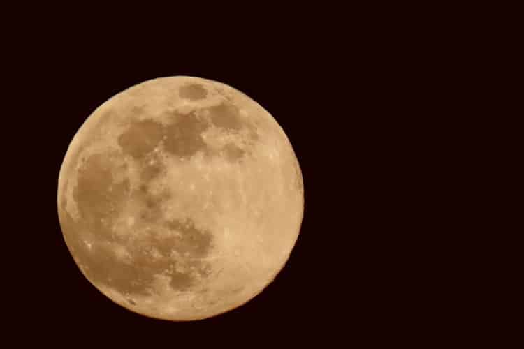 Biggest pink supermoon of April 2020, full moon in black sky